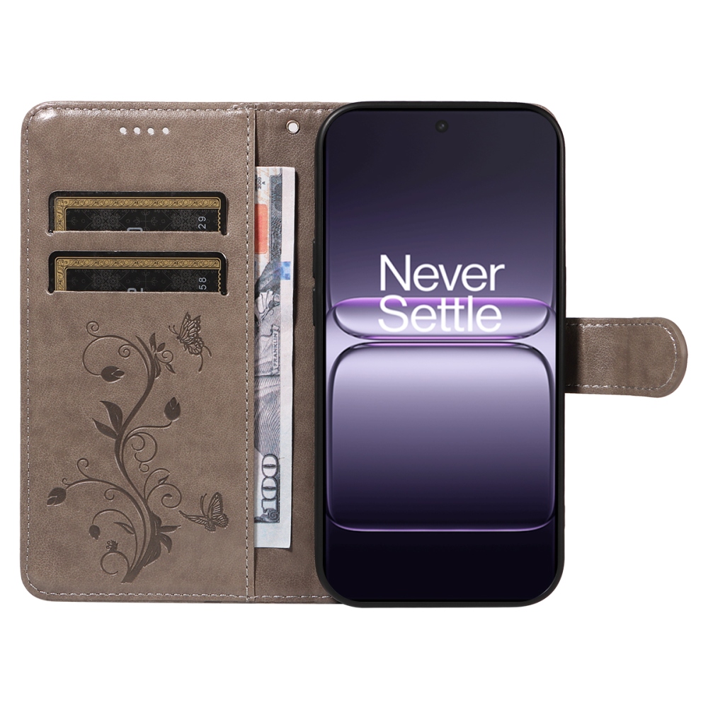 Flowers knížkové pouzdro na OnePlus Nord CE5 5G - šedé