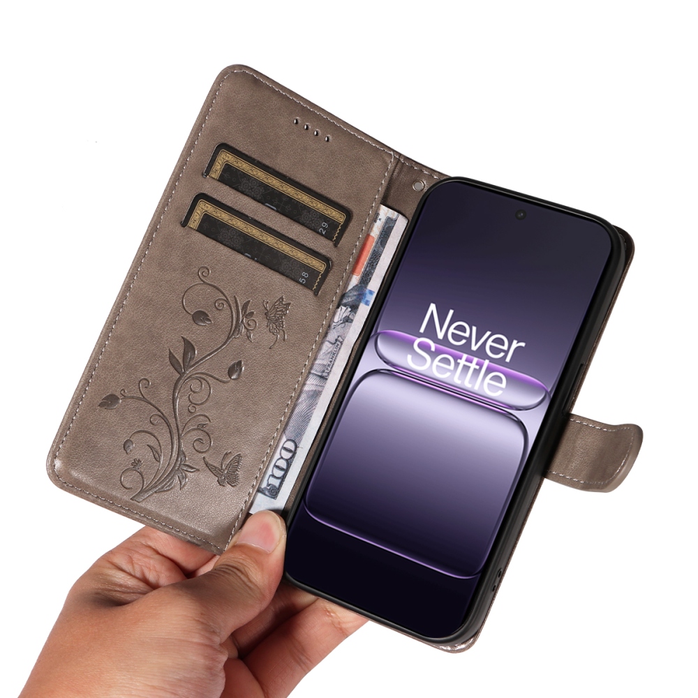 Flowers knížkové pouzdro na OnePlus Nord CE5 5G - šedé