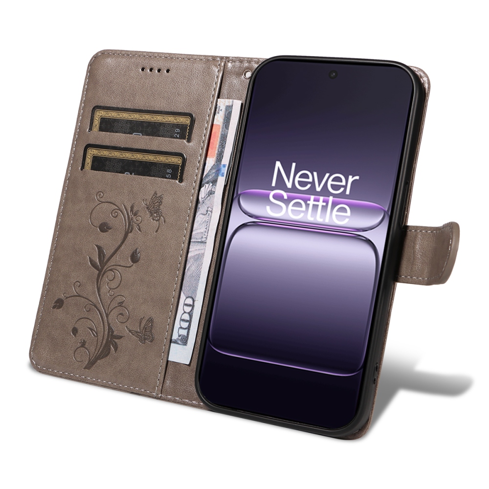 Flowers knížkové pouzdro na OnePlus Nord CE5 5G - šedé