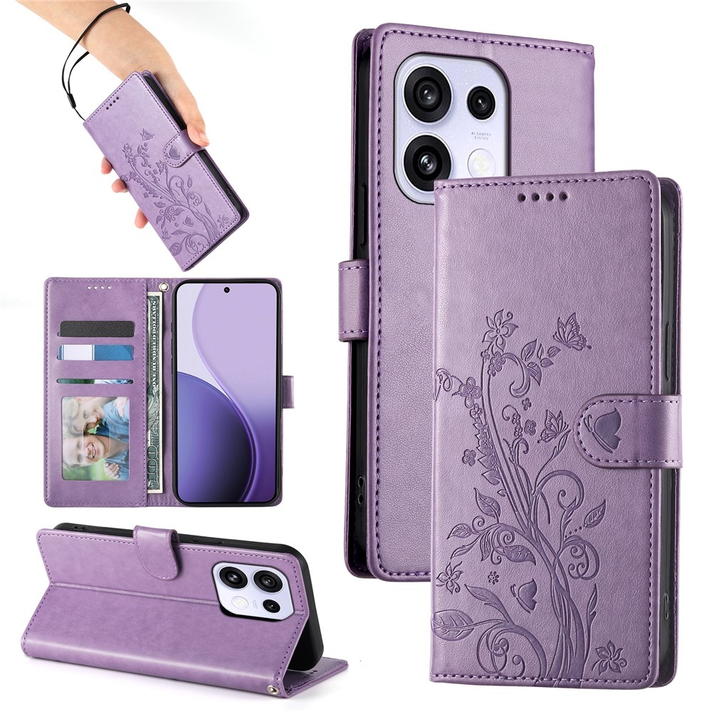 Flowers knížkové pouzdro na Oppo Reno 16 FS 5G - fialové