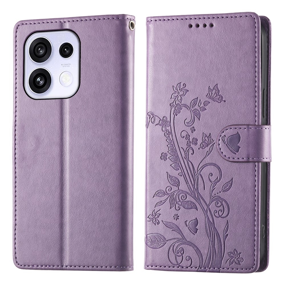 Flowers knížkové pouzdro na Oppo Reno 16 FS 5G - fialové