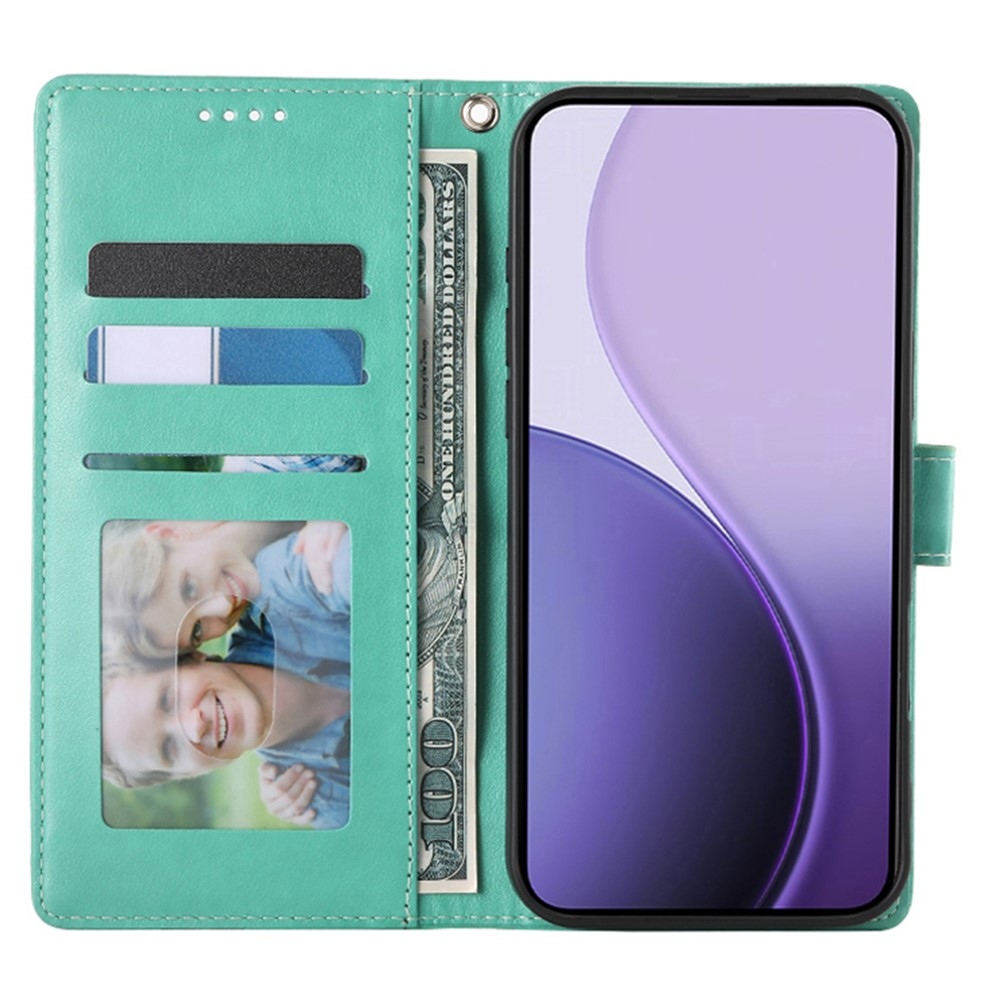 Flowers knížkové pouzdro na Oppo Reno 16 FS 5G - modrozelené