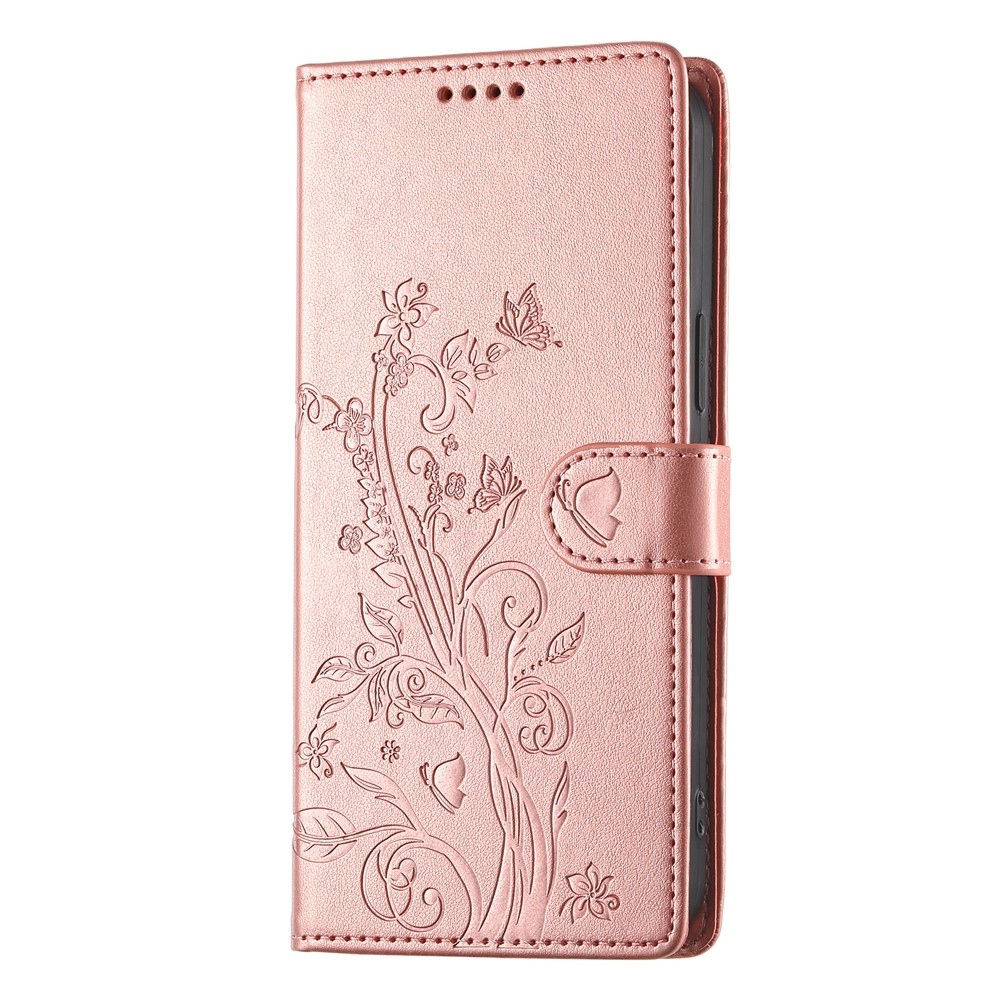 Flowers knížkové pouzdro na Oppo Reno 16 FS 5G - růžovozlaté
