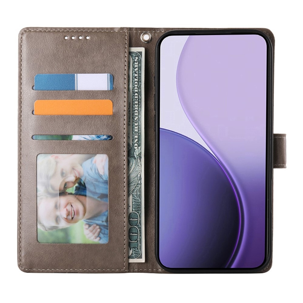 Flowers knížkové pouzdro na Oppo Reno 16 FS 5G - šedé