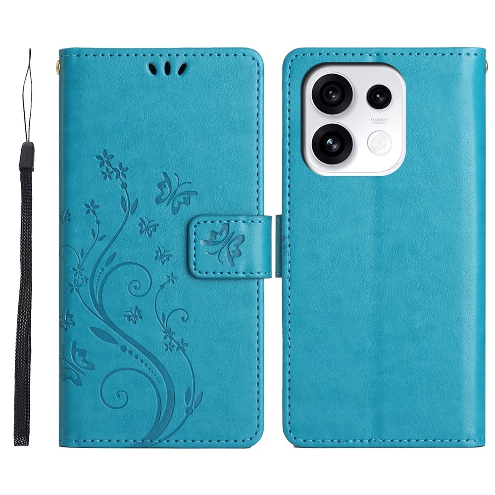 Flowers knížkové pouzdro na Oppo Reno 16 Pro 5G - modré