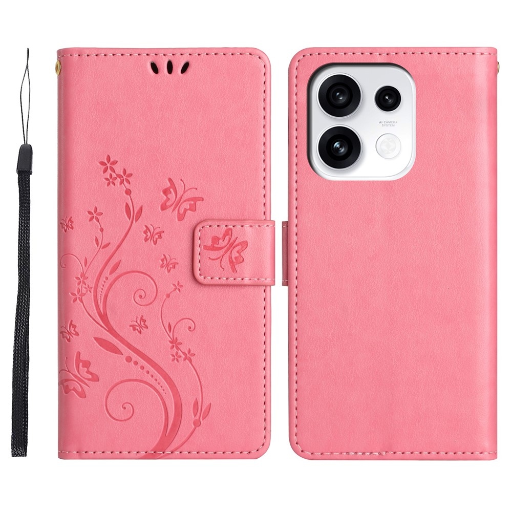 Flowers knížkové pouzdro na Oppo Reno 16 Pro 5G - růžové
