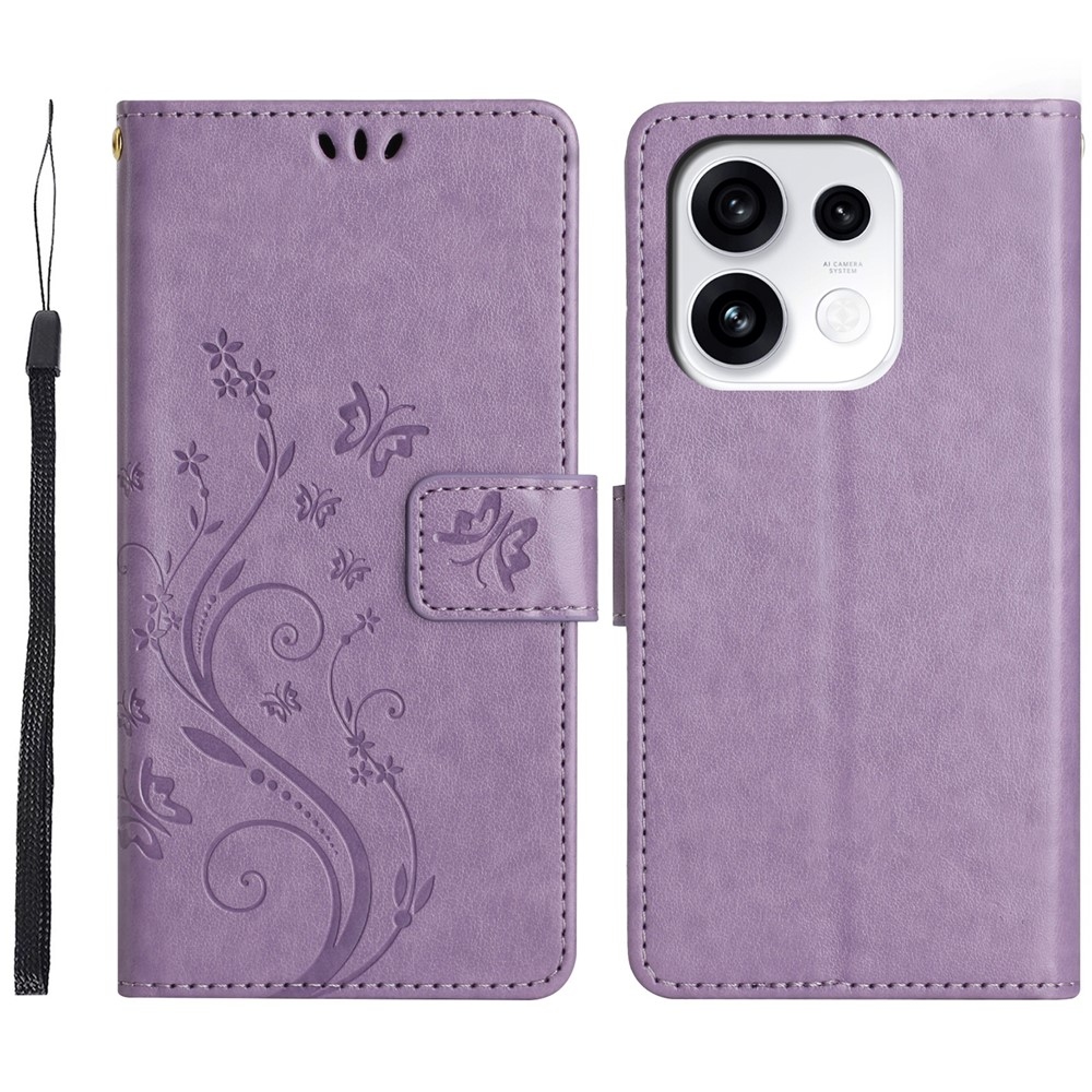 Flowers knížkové pouzdro na Oppo Reno 16 Pro 5G - světlefialové