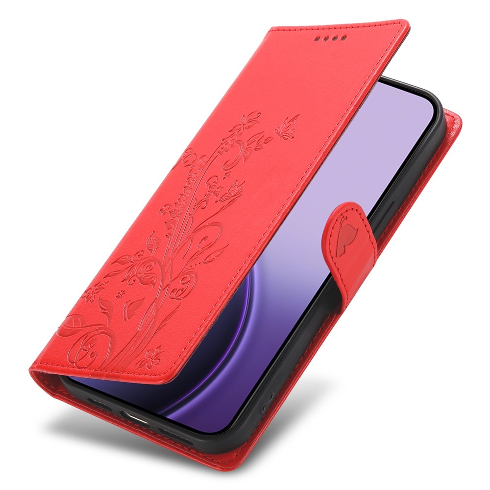 Flowers knížkové pouzdro na Realme 16 5G - červené