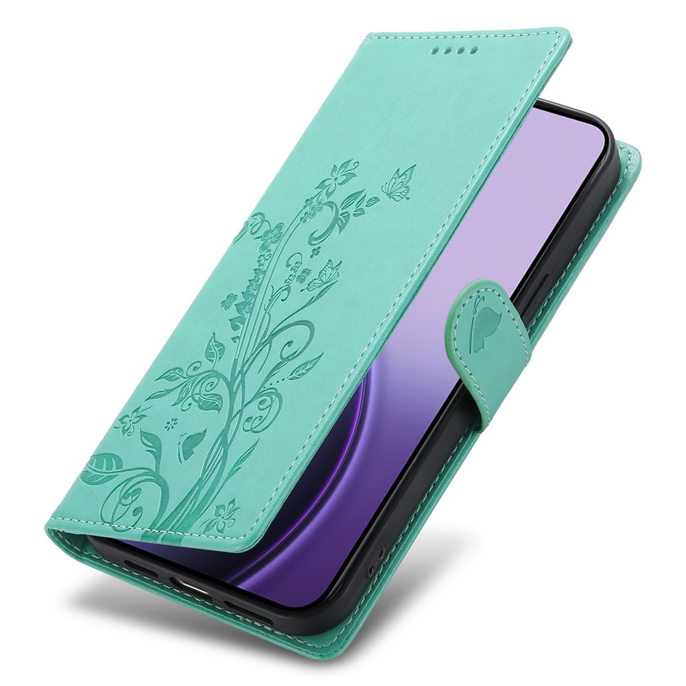 Flowers knížkové pouzdro na Realme 16 5G - modrozelené