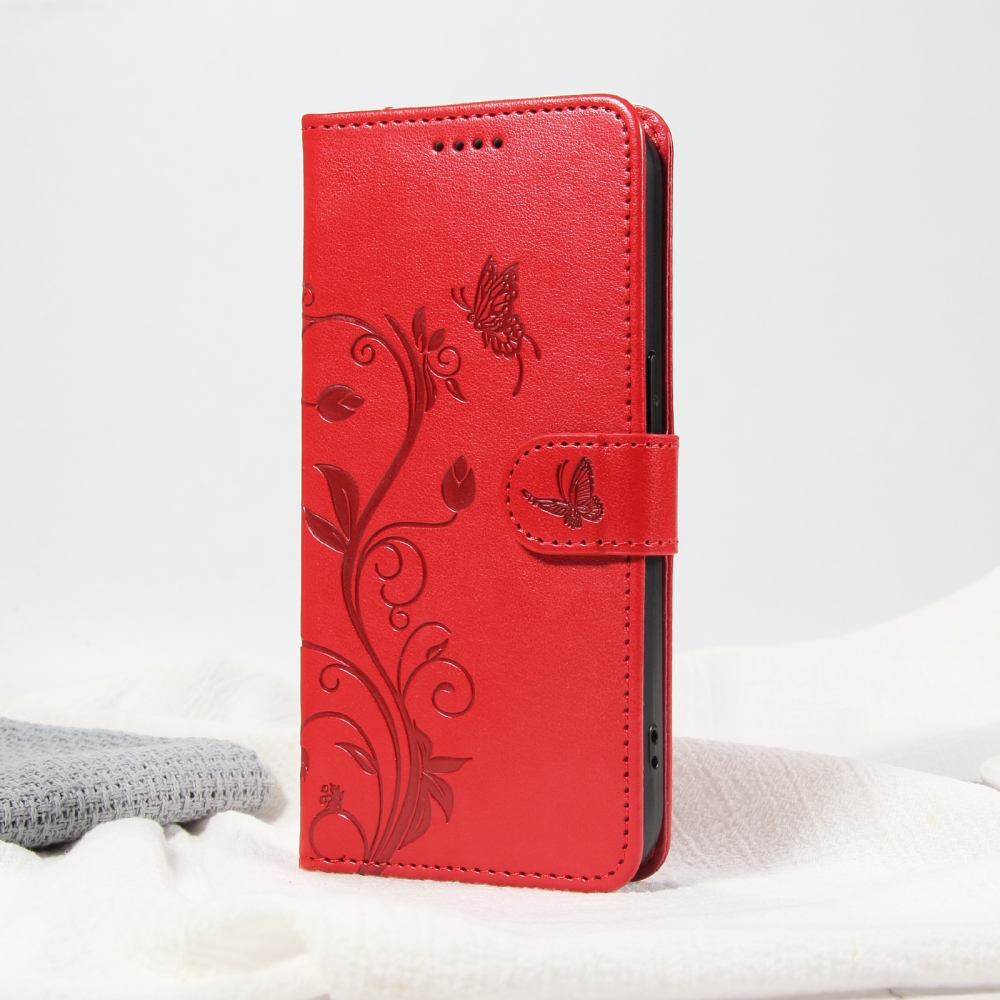 Flowers knížkové pouzdro na Samsung Galaxy A37 5G - červené