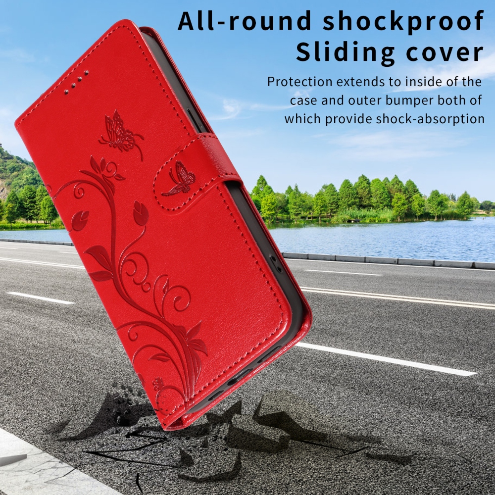 Flowers knížkové pouzdro na Samsung Galaxy A37 5G - červené