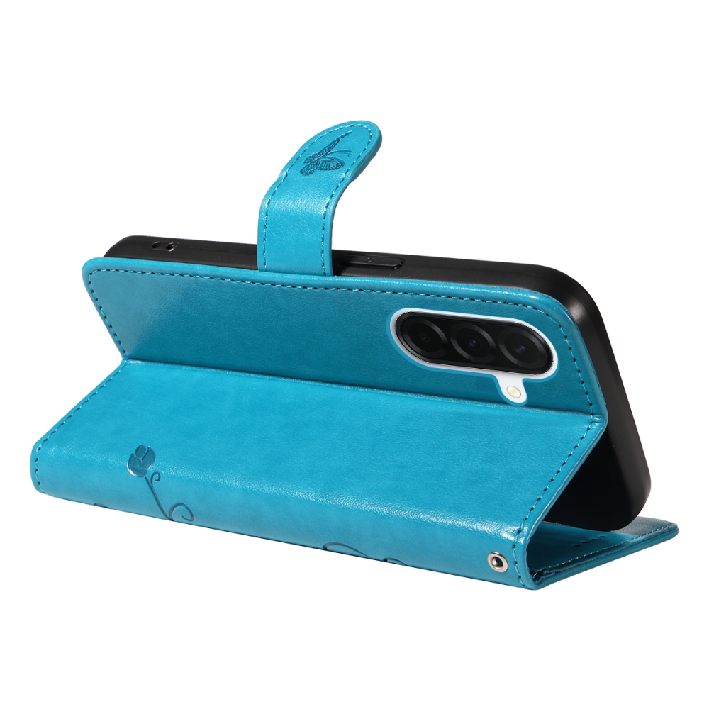 Flowers knížkové pouzdro na Samsung Galaxy A37 5G - modré