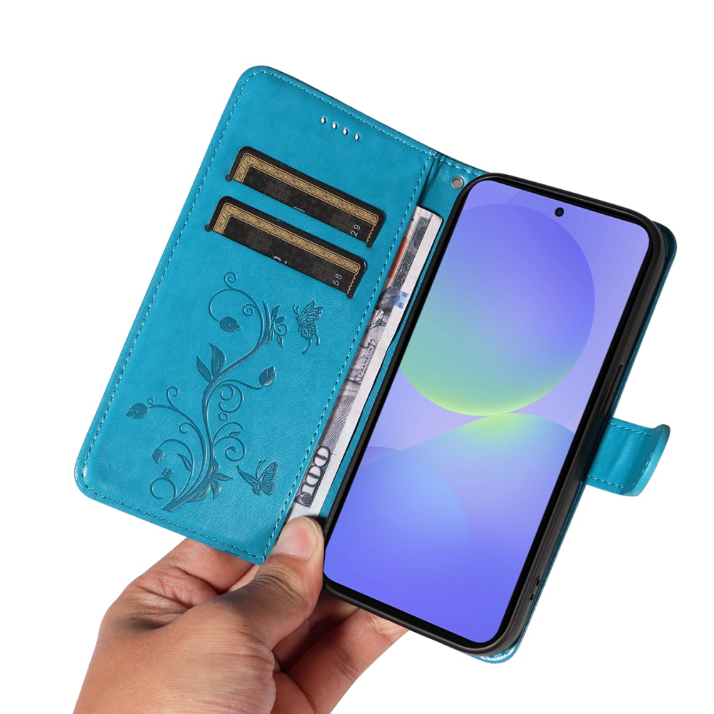 Flowers knížkové pouzdro na Samsung Galaxy A37 5G - modré