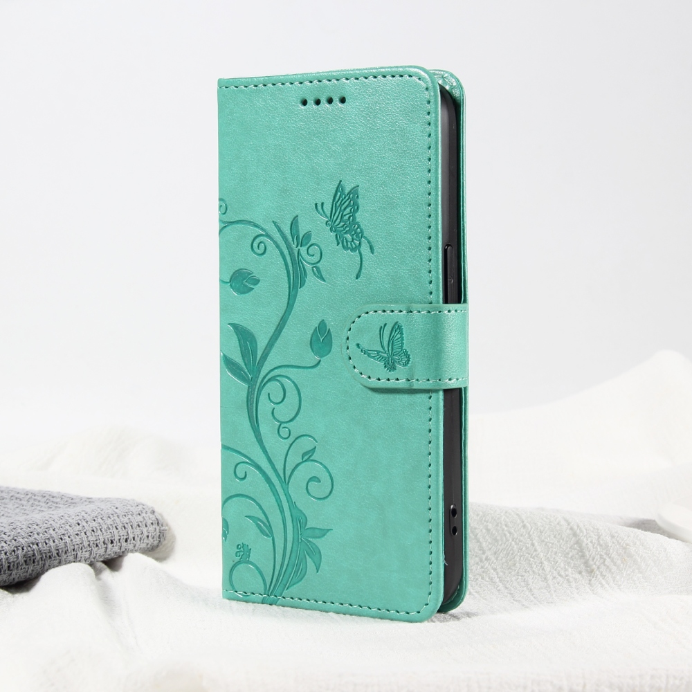 Flowers knížkové pouzdro na Samsung Galaxy A37 5G - modrozelené