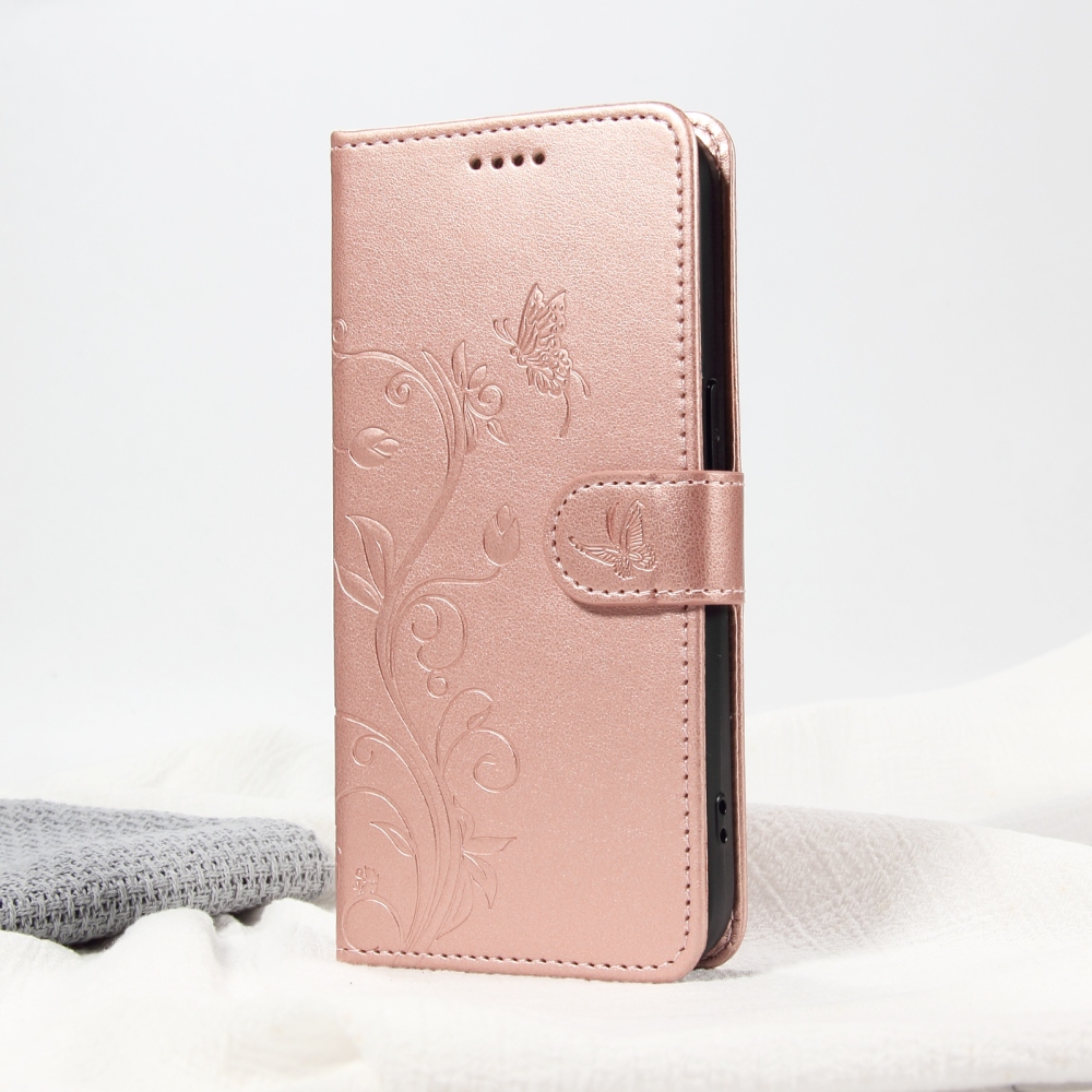 Flowers knížkové pouzdro na Samsung Galaxy A37 5G - růžovozlaté