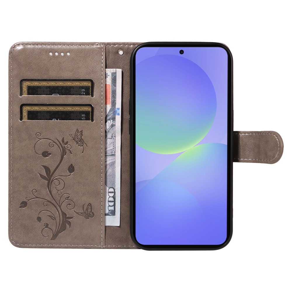 Flowers knížkové pouzdro na Samsung Galaxy A37 5G - šedé