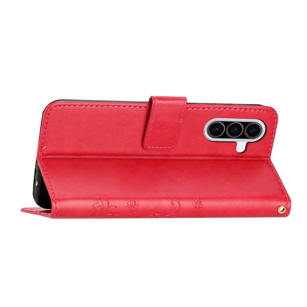 Flowers knížkové pouzdro na Samsung Galaxy A57 5G - červené