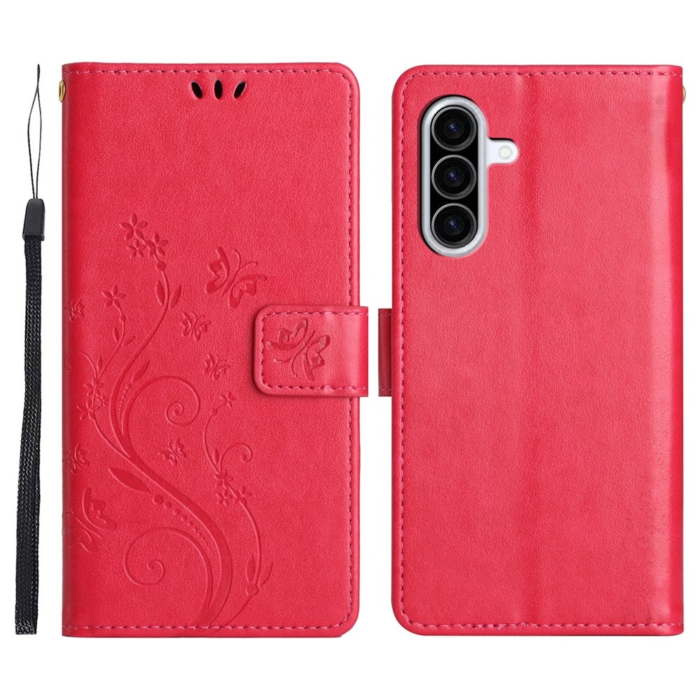 Flowers knížkové pouzdro na Samsung Galaxy A57 5G - červené