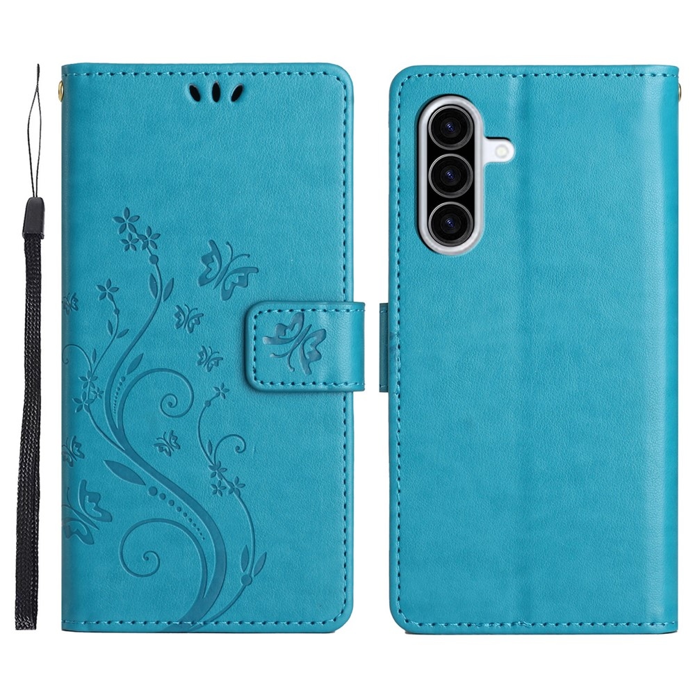 Flowers knížkové pouzdro na Samsung Galaxy A57 5G - modré