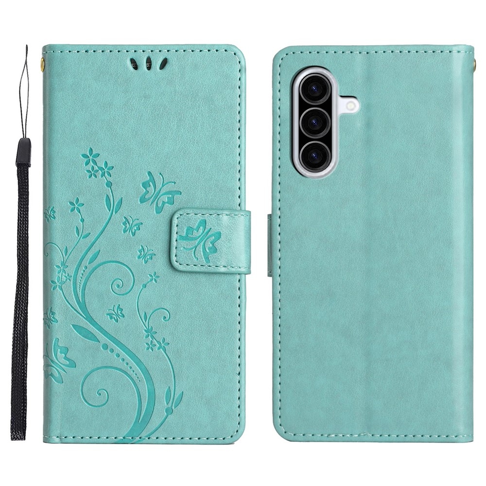 Flowers knížkové pouzdro na Samsung Galaxy A57 5G - modrozelené