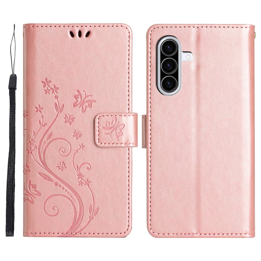 Flowers knížkové pouzdro na Samsung Galaxy A57 5G - růžovozlaté