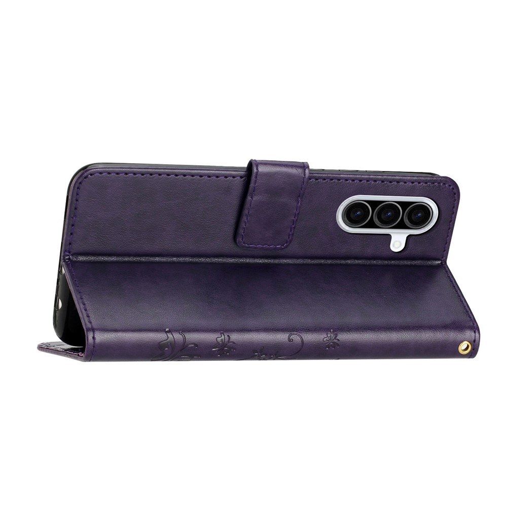 Flowers knížkové pouzdro na Samsung Galaxy A57 5G - tmavěfialové