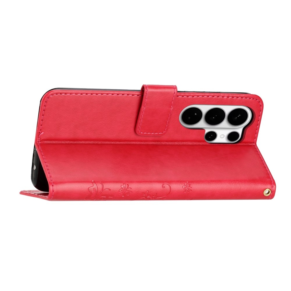 Flowers knížkové pouzdro na Samsung Galaxy S26 Ultra - červené