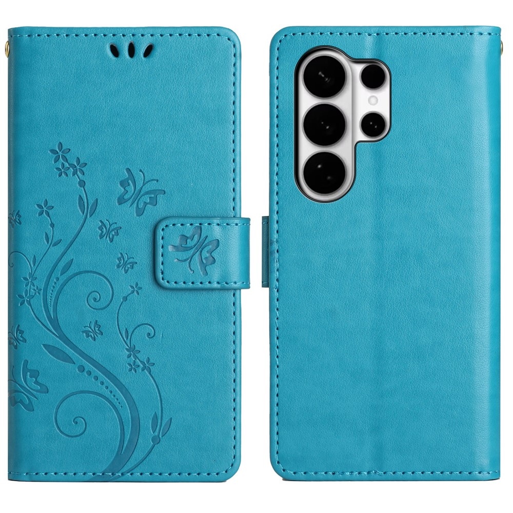 Flowers knížkové pouzdro na Samsung Galaxy S26 Ultra - modré