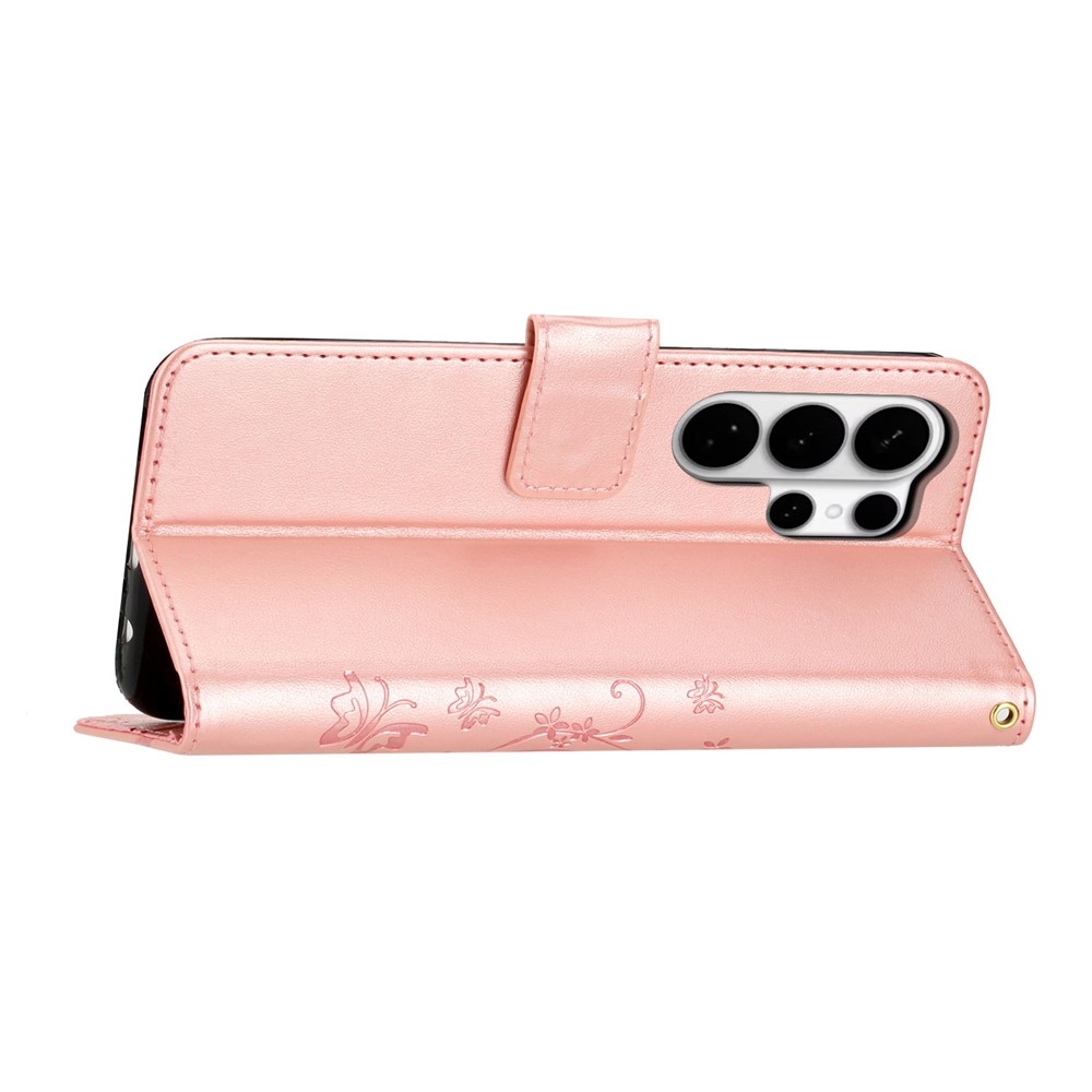 Flowers knížkové pouzdro na Samsung Galaxy S26 Ultra - růžovozlaté