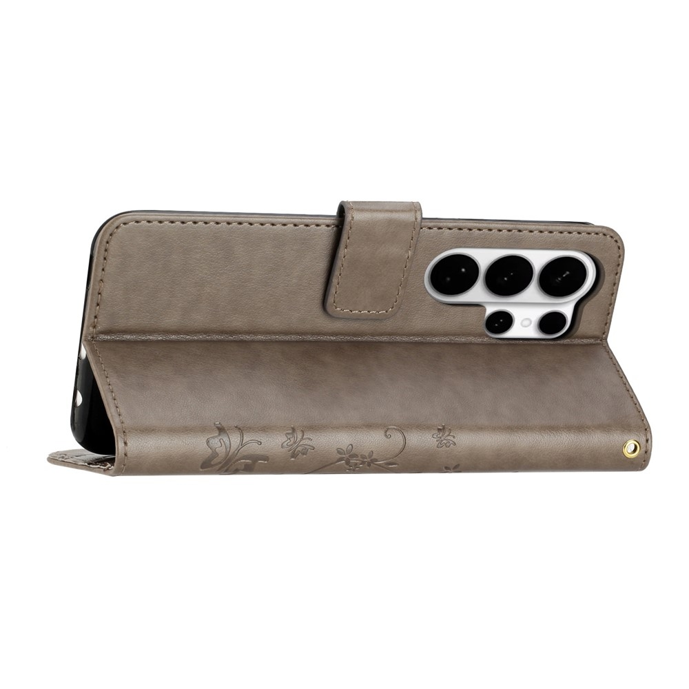 Flowers knížkové pouzdro na Samsung Galaxy S26 Ultra - šedé
