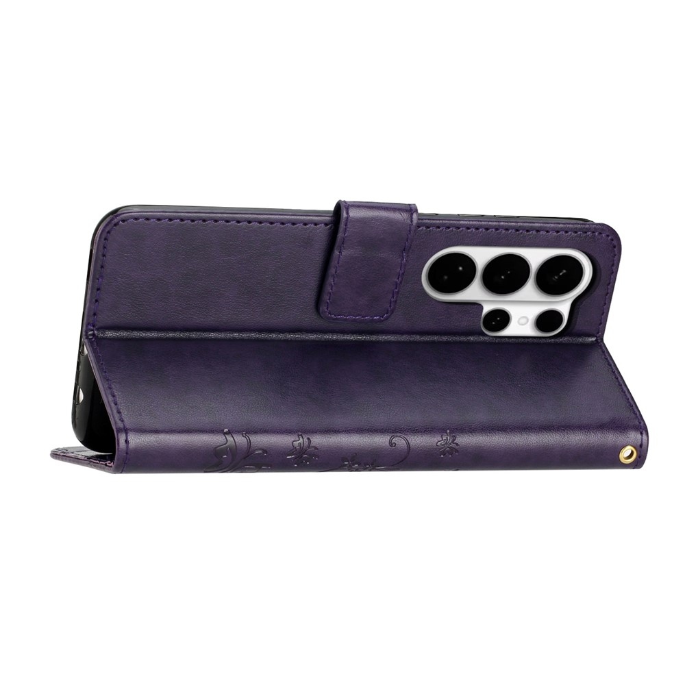 Flowers knížkové pouzdro na Samsung Galaxy S26 Ultra - tmavěfialové