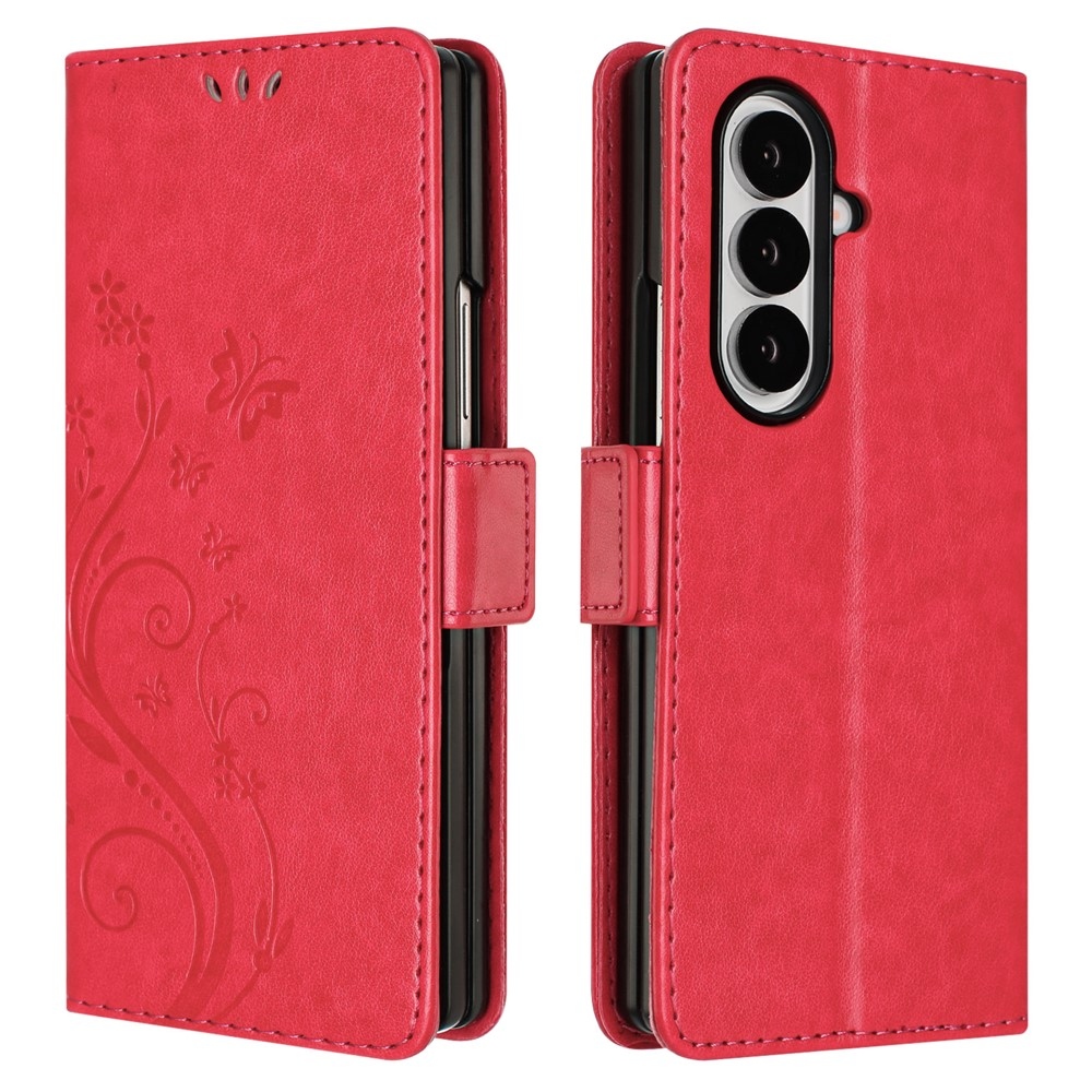 Flowers knížkové pouzdro na Samsung Galaxy Z Fold8 Ultra 5G - červené