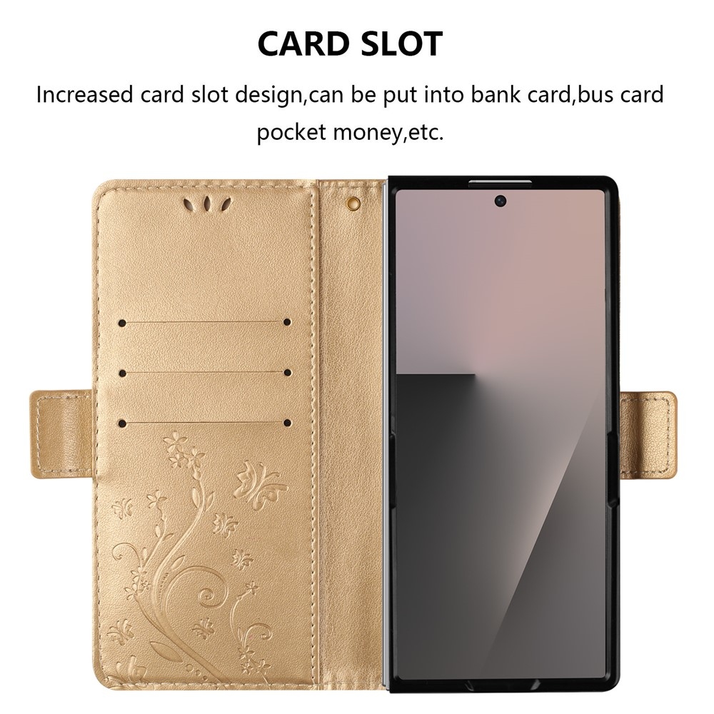 Flowers knížkové pouzdro na Samsung Galaxy Z Fold8 Ultra 5G - zlaté