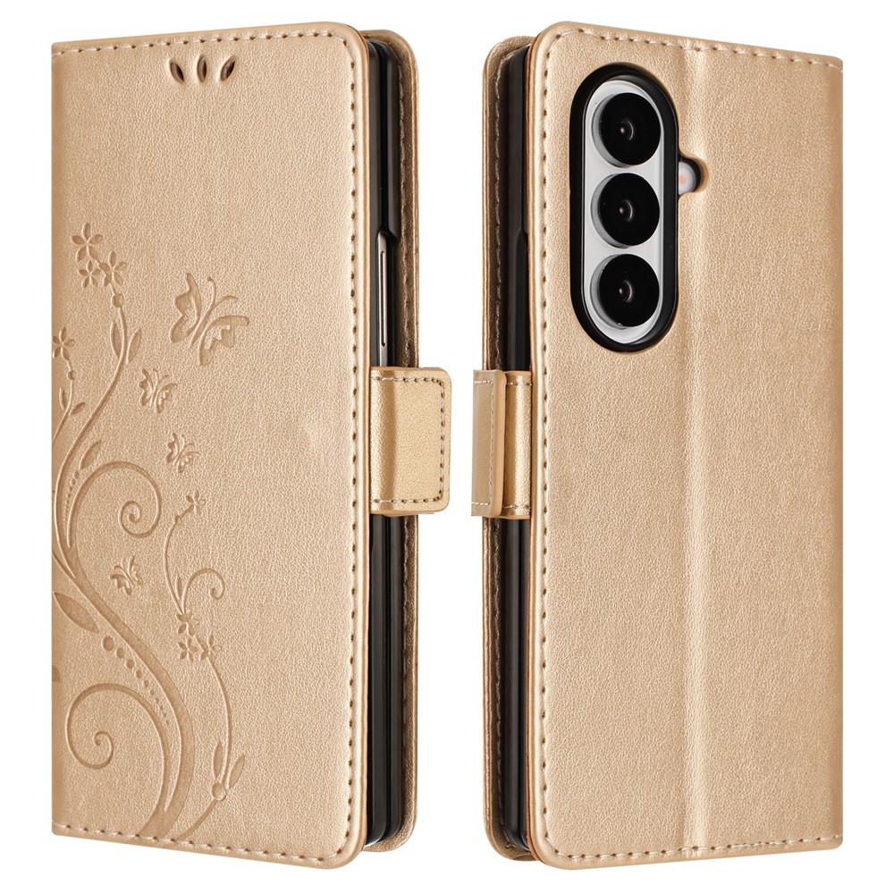 Flowers knížkové pouzdro na Samsung Galaxy Z Fold8 Ultra 5G - zlaté