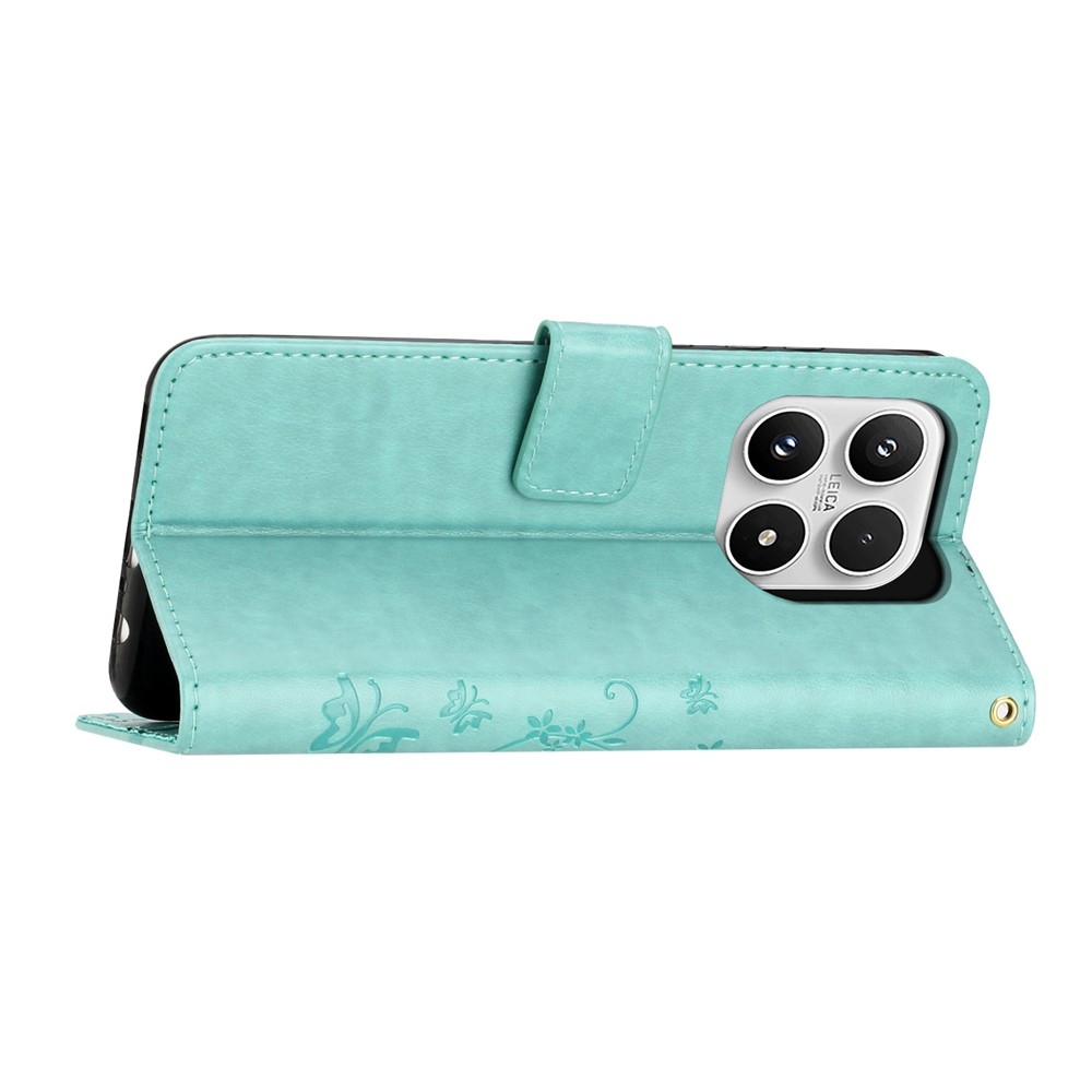 Flowers knížkové pouzdro na Xiaomi 17 - modrozelené