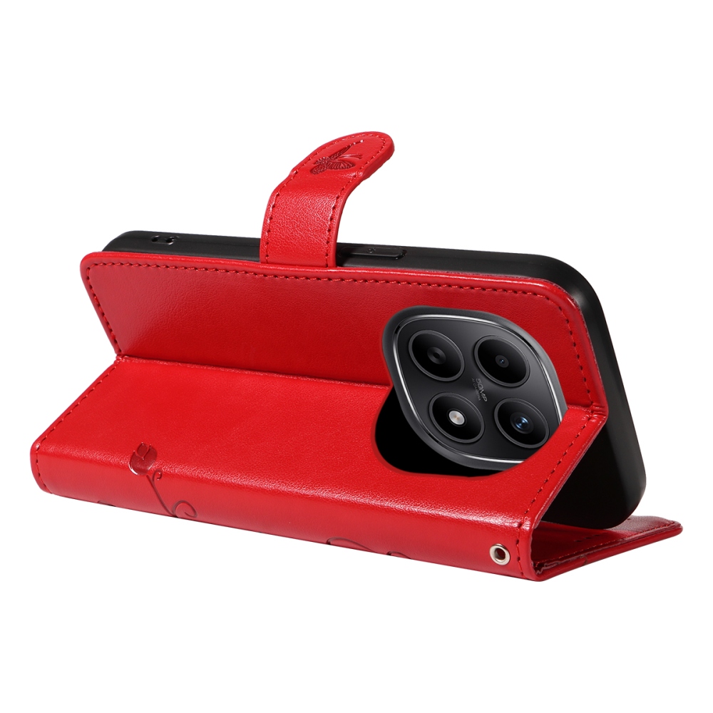 Flowers knížkové pouzdro na Xiaomi Poco M8 5G/Redmi Note 15 5G/Note 15 4G - červené