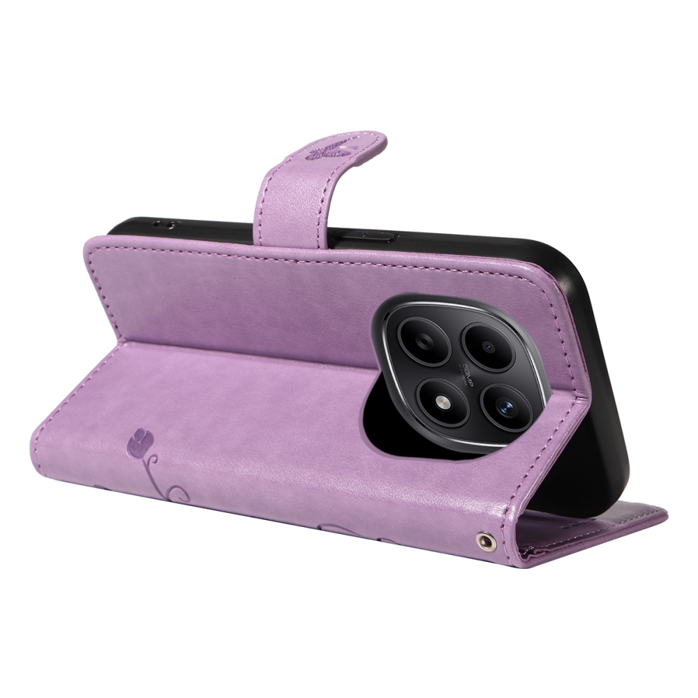 Flowers knížkové pouzdro na Xiaomi Poco M8 5G/Redmi Note 15 5G/Note 15 4G - fialové