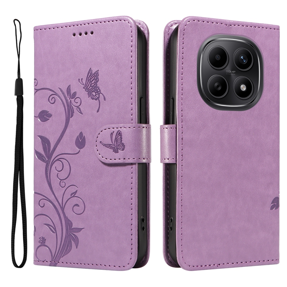 Flowers knížkové pouzdro na Xiaomi Poco M8 5G/Redmi Note 15 5G/Note 15 4G - fialové