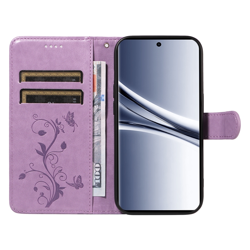Flowers knížkové pouzdro na Xiaomi Poco M8 5G/Redmi Note 15 5G/Note 15 4G - fialové