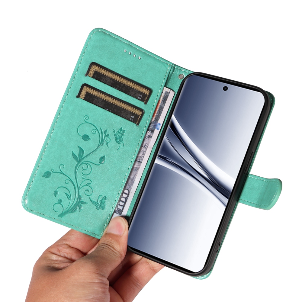 Flowers knížkové pouzdro na Xiaomi Poco M8 5G/Redmi Note 15 5G/Note 15 4G - modrozelené