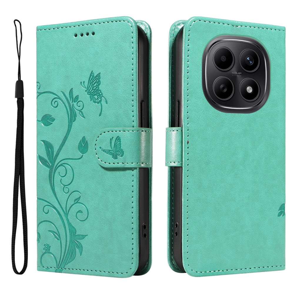 Flowers knížkové pouzdro na Xiaomi Poco M8 5G/Redmi Note 15 5G/Note 15 4G - modrozelené