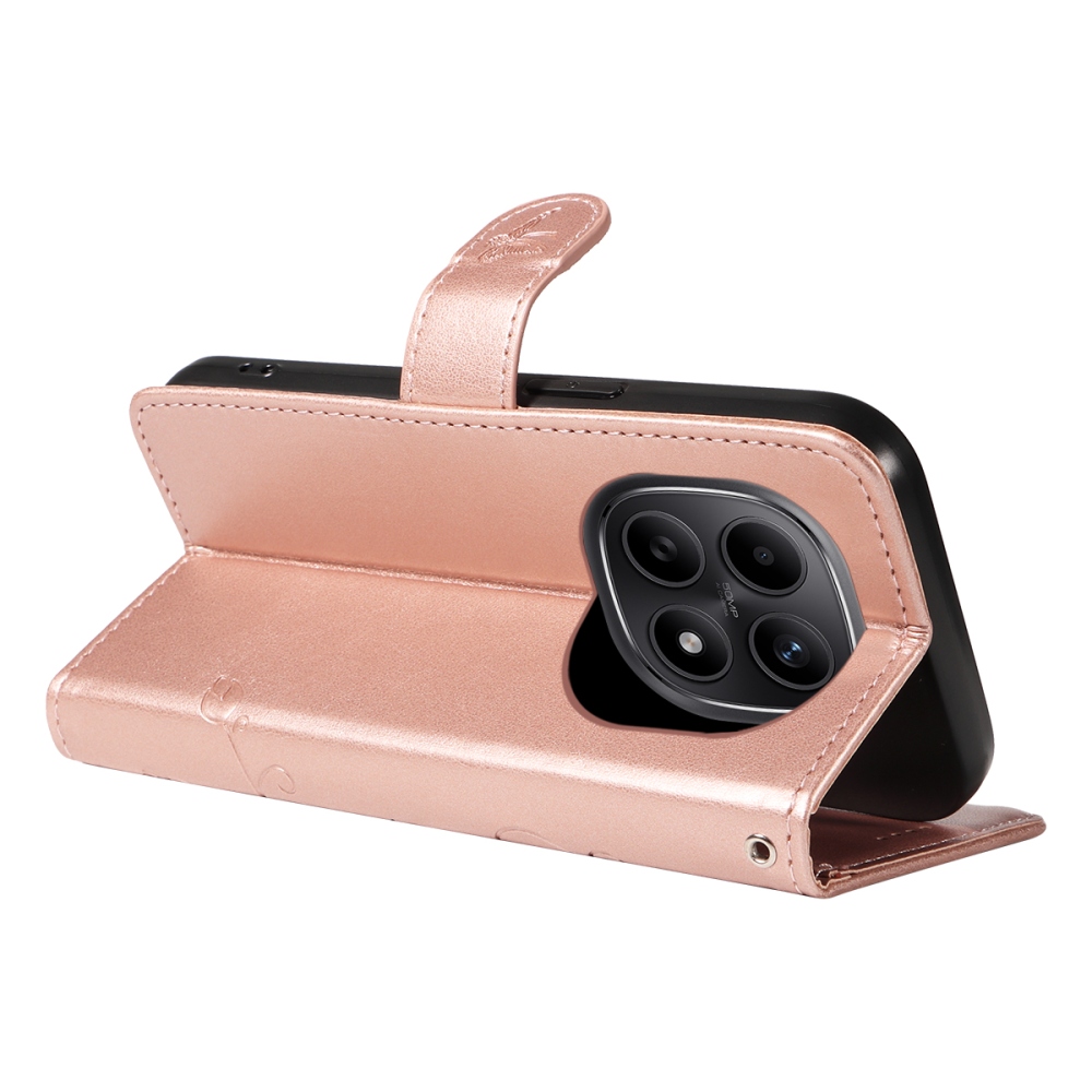 Flowers knížkové pouzdro na Xiaomi Poco M8 5G/Redmi Note 15 5G/Note 15 4G - růžovozlaté