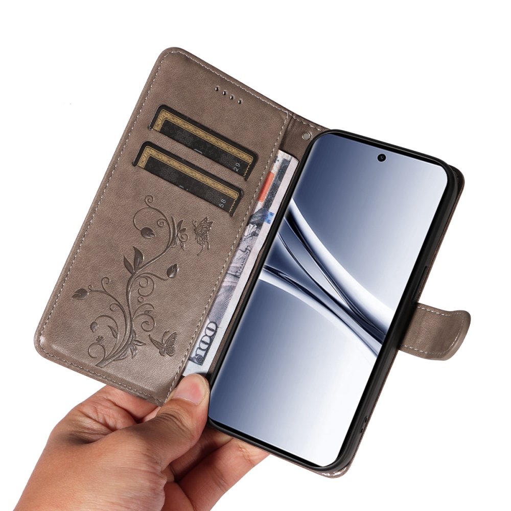 Flowers knížkové pouzdro na Xiaomi Poco M8 5G/Redmi Note 15 5G/Note 15 4G - šedé