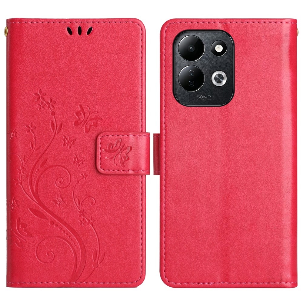 Flowers knížkové pouzdro na Xiaomi Redmi 17 4G/5G - červené