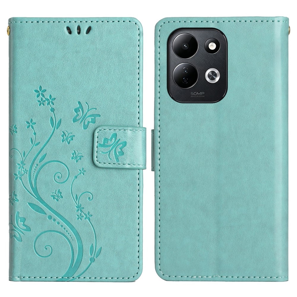 Flowers knížkové pouzdro na Xiaomi Redmi 17 4G/5G - modrozelené