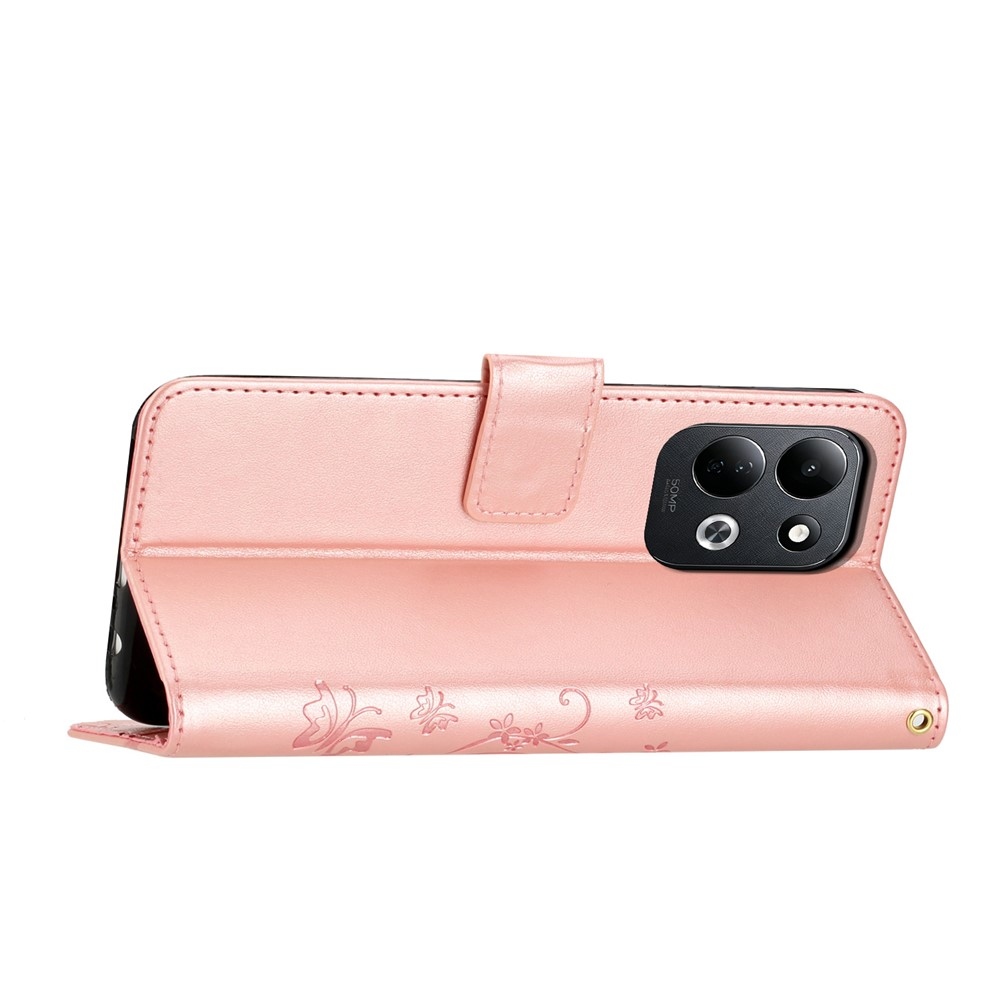 Flowers knížkové pouzdro na Xiaomi Redmi 17 4G/5G - růžovozlaté