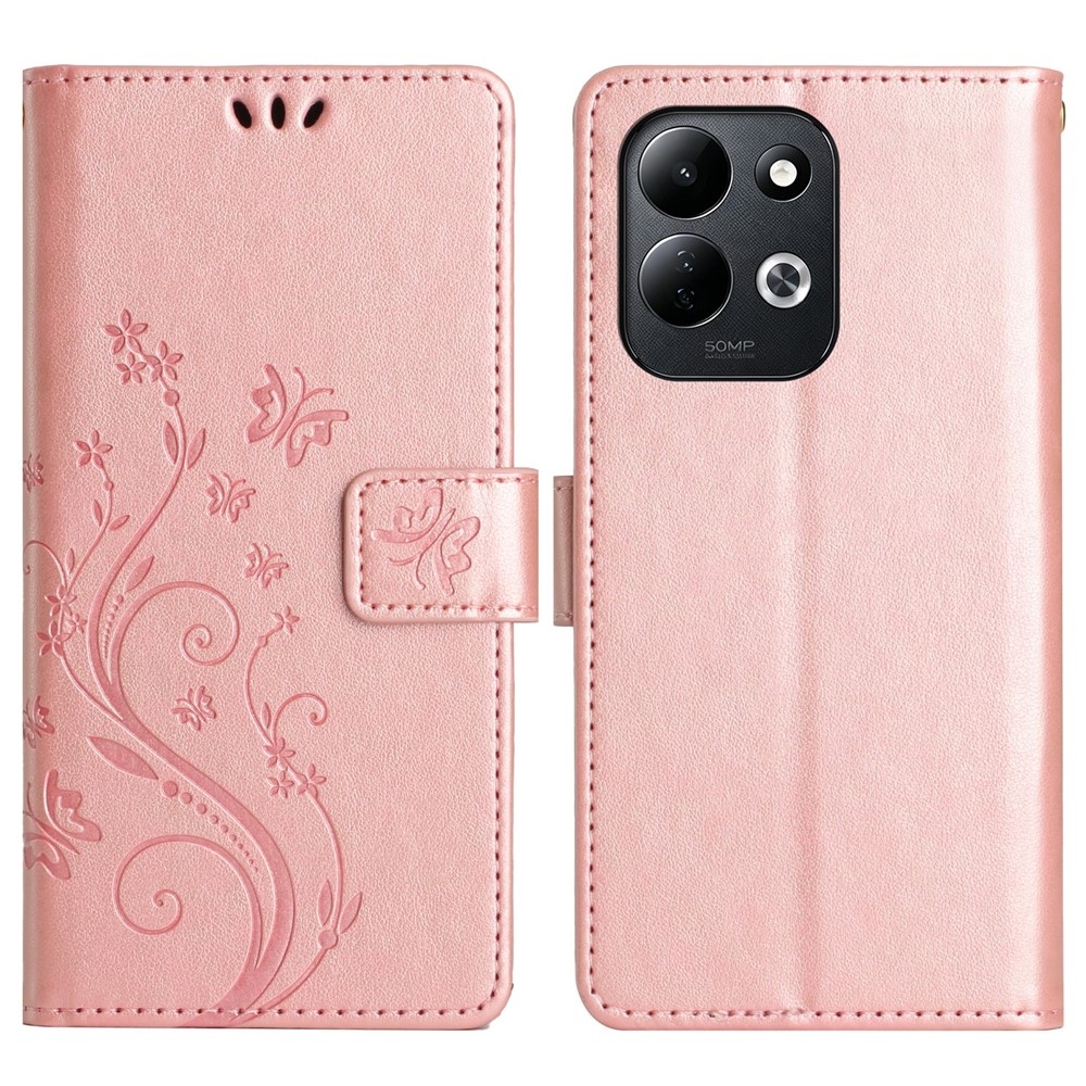 Flowers knížkové pouzdro na Xiaomi Redmi 17 4G/5G - růžovozlaté