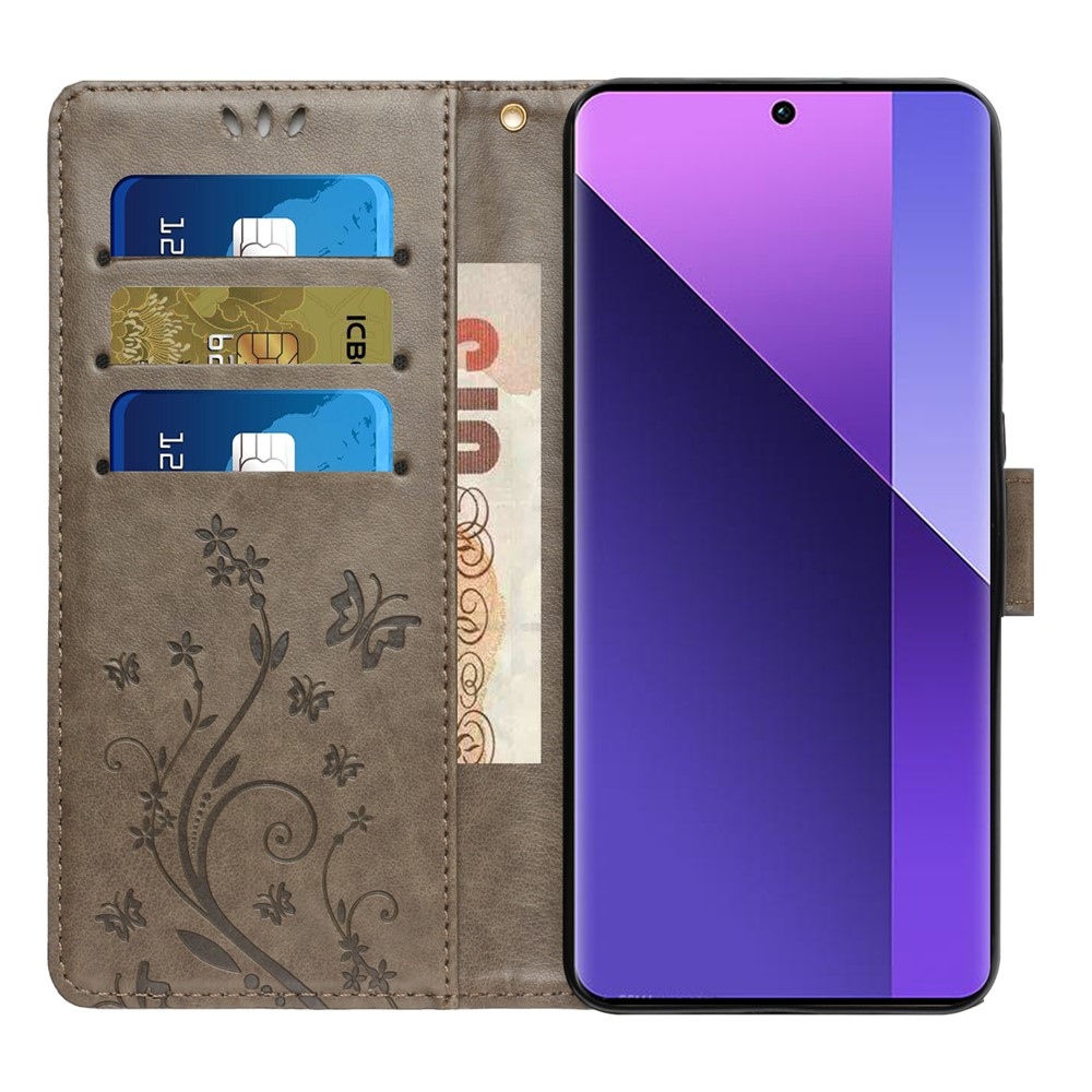 Flowers knížkové pouzdro na Xiaomi Redmi 17 4G/5G - šedé