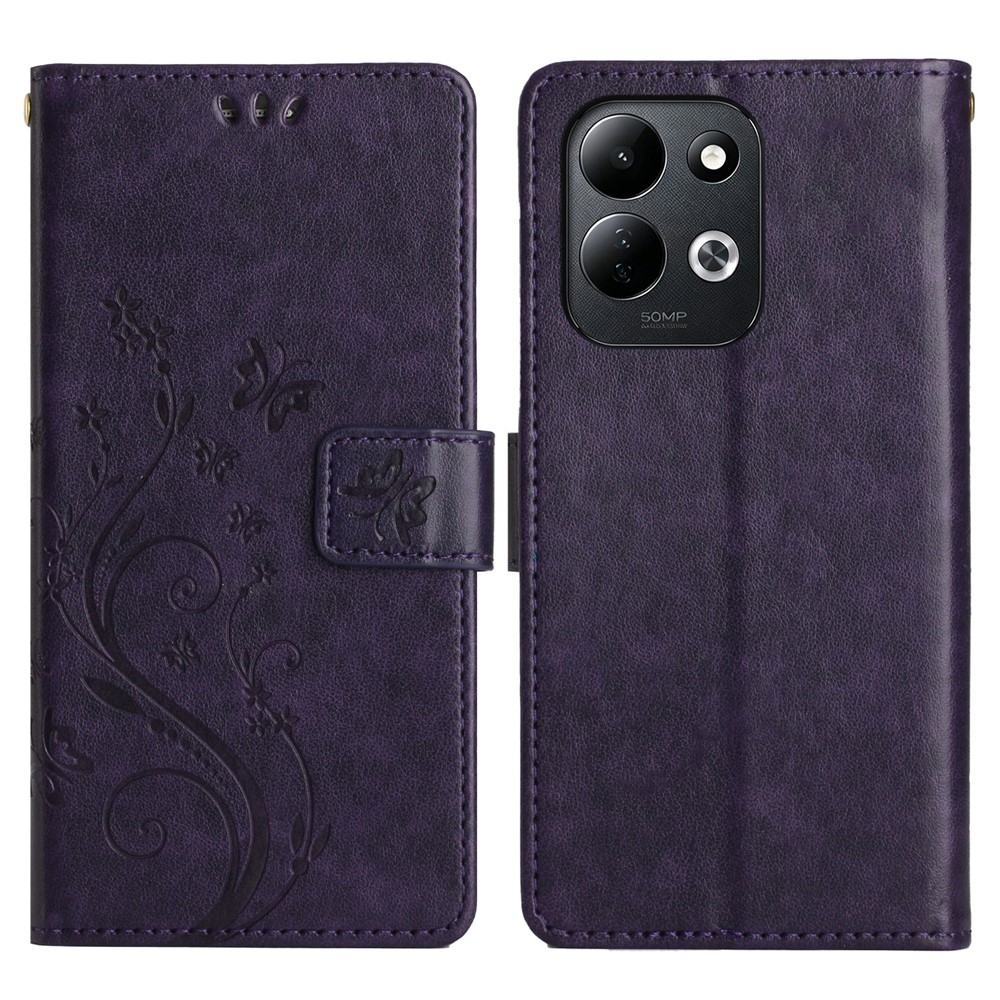 Flowers knížkové pouzdro na Xiaomi Redmi 17 4G/5G - tmavěfialové