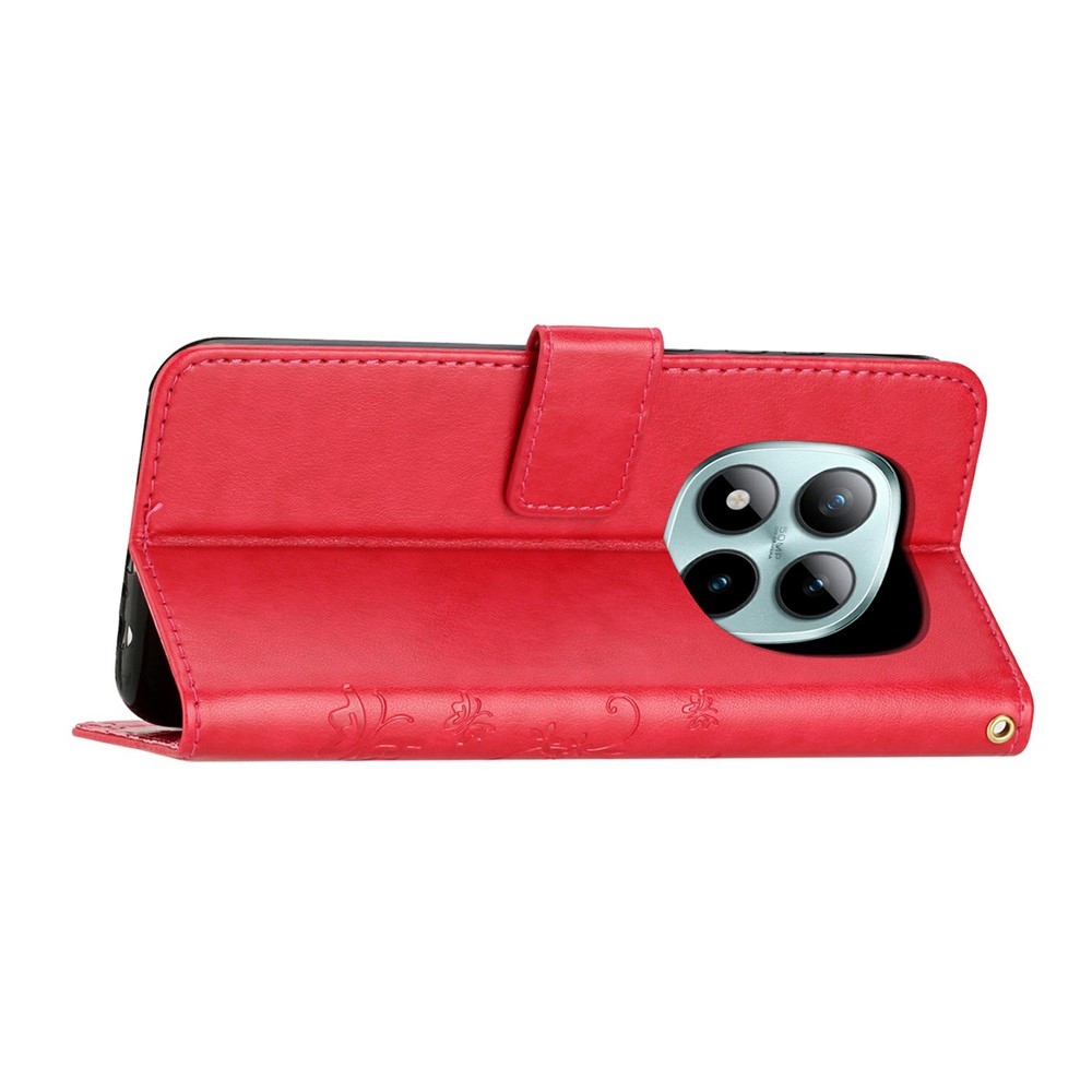 Flowers knížkové pouzdro na Xiaomi Redmi Note 15 Pro 4G - červené